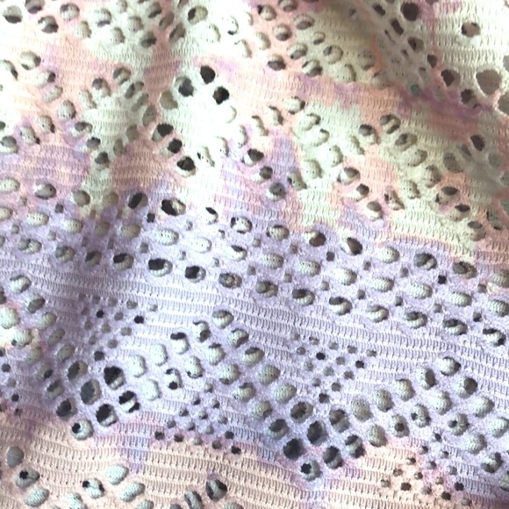 PLACE Tie Dye Lace Sleeveless Romper Swim Coverup Ivory Pastel Pink Purple 5/6 - Picture 10 of 10